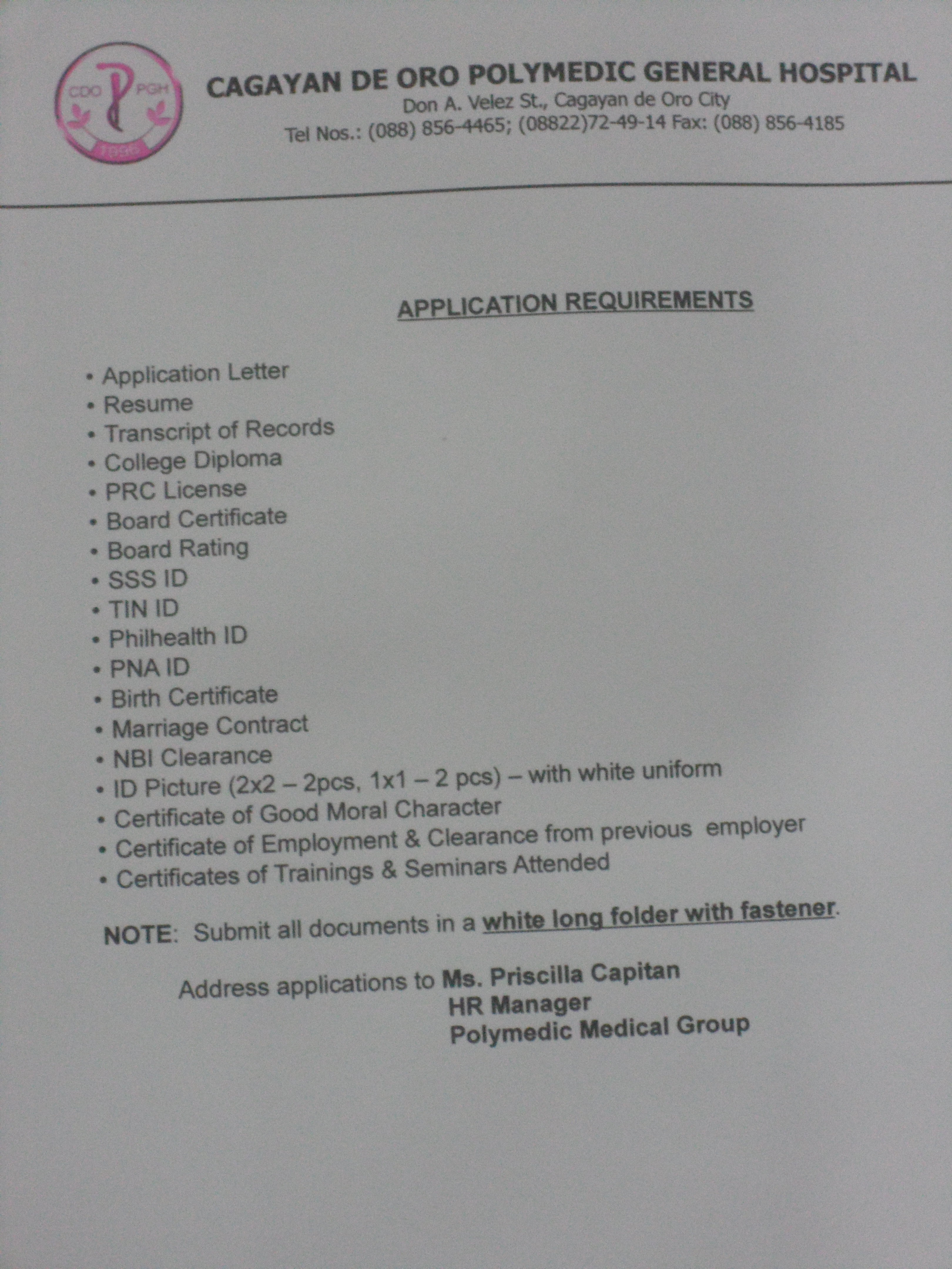 Cagayan de Oro Polymedic General Hospital Application
